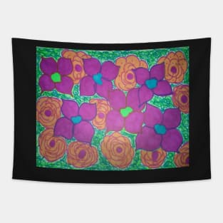 Bold Summer Abstract Flowers Tapestry