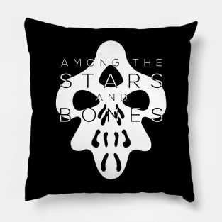 Among the Stars and Bones White Transparent Logo Pillow