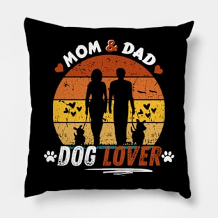 Mom And Dad Dog Lover, Vintage design Pillow