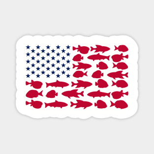 American Flag Made of Fish Angler Life Magnet