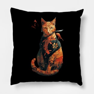 Cat Ninja Pursuit Sneaky Paws Pillow