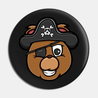 Bear Head Pirate Cartoon Mascot Pin