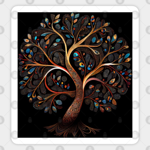 Aboriginal Art Inspired Tree of Life a digital dot art painting