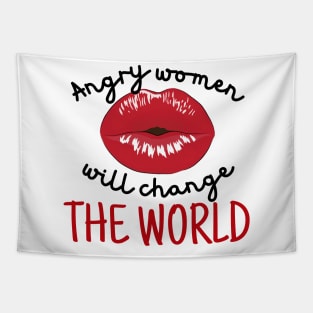 Angry Women Will Change The World Red Lips Tapestry