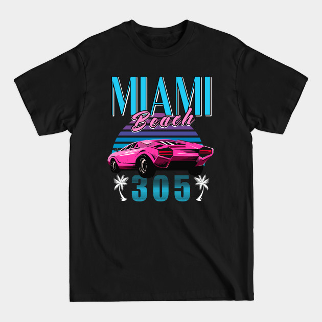 Discover Retro Miami Florida 305 Car - Florida - T-Shirt