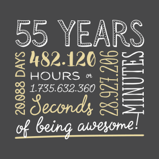 55th Birthday Gifts - 55 Years of being Awesome in Hours & Seconds T-Shirt