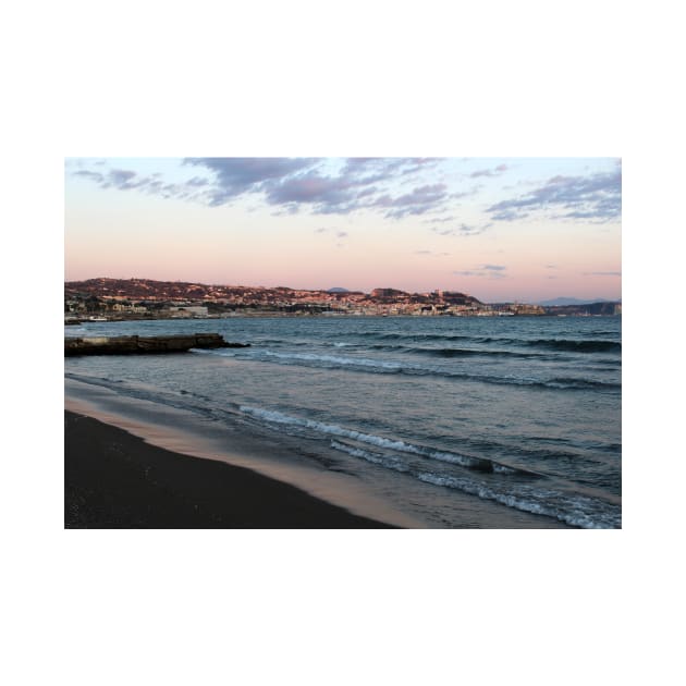 View to Pozzuoli from Lucrino Beach during sunset by Sandraartist