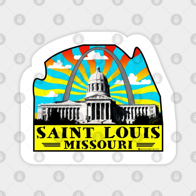 Saint Louis Missouri Gateway Arch State House Vintage Travel Magnet by TravelTime