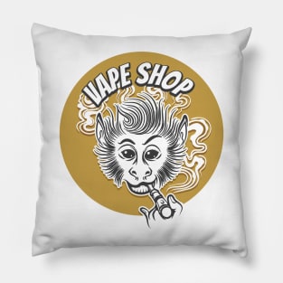 Vape shop emblem with vaping ape Pillow