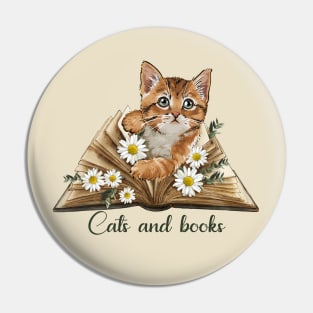 Little cat and book Pin