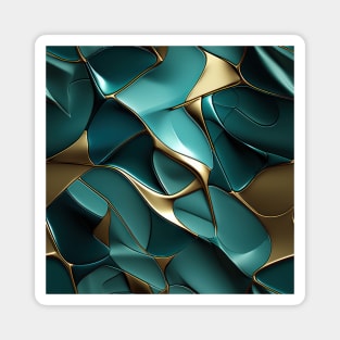 Funky Facade: Trompe-l’oeil Green Turquoise and Gold Magnet