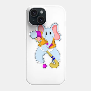 Elephant at Hockey with Hockey bat Phone Case