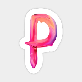 Letter P In Vibrant Watercolor Magnet