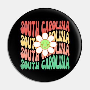 South Carolina Groovy Daisy Wanderlust Travel State Pin