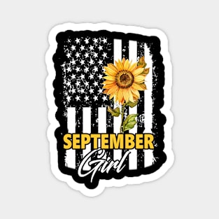 Flag Sunflower September Girl Magnet