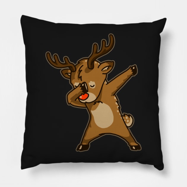 Dabbing Reindeer Shirt Christmas Dab Rudolph Reindeer TShirt 2 Pillow by vo_maria