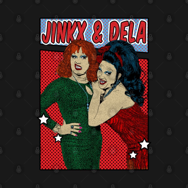 Jinkx and Dela Holiday Pop Art Comic Style by Flasher