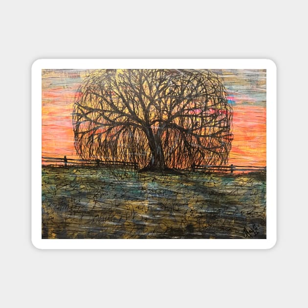 Serene Willow Sunset Magnet by Artladyjen