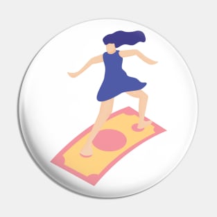 flat illustration color woman on surfing Pin