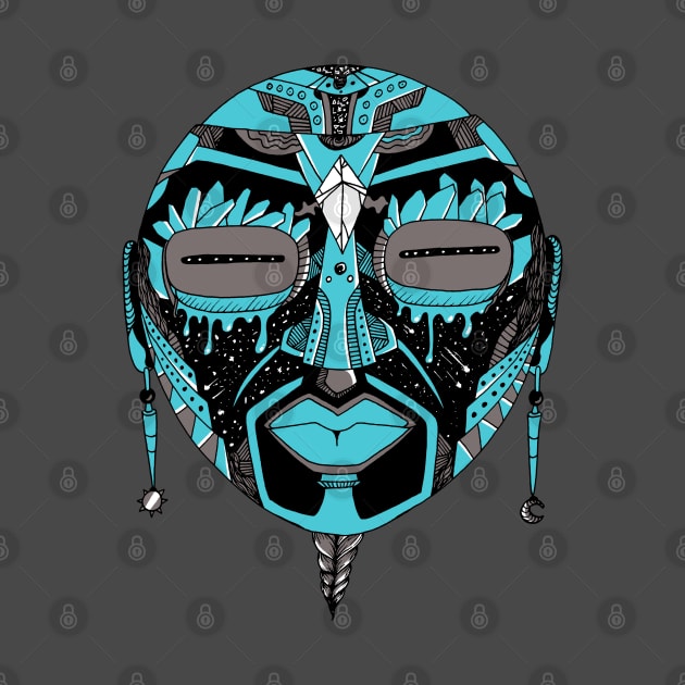 Blue Grey African Mask 2 by kenallouis