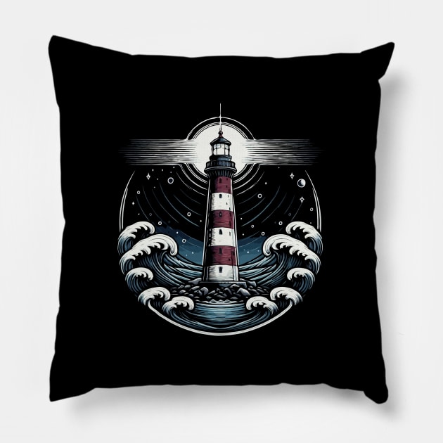 Lighthouse Ocean Pillow by katzura