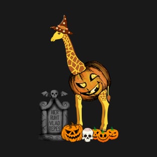 Funny Halloween Giraffe Costume Pumpkin T-Shirt