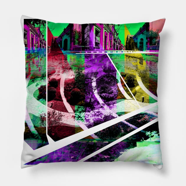 mazatlan in pop art collage ecopop Pillow by jorge_lebeau