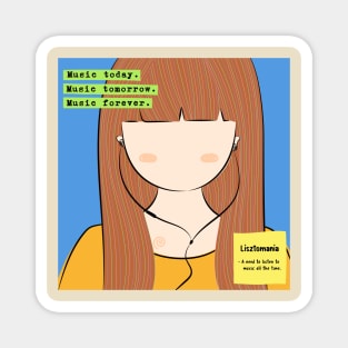 ' Girl in Headset, Music addict Logo Design' Magnet