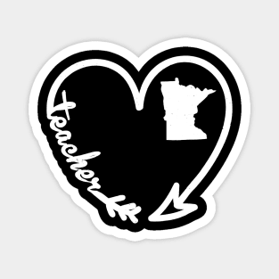 Retro Minnesota Teacher Shirt Arrow Heart Home State Gift Magnet