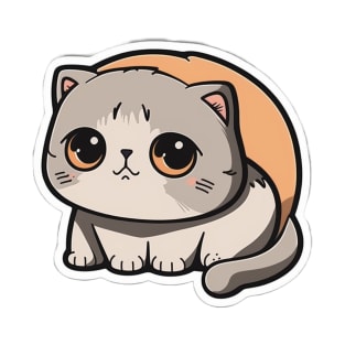 Adorable Scottish Fold Cat Sticker - Cute Kitten T-Shirt