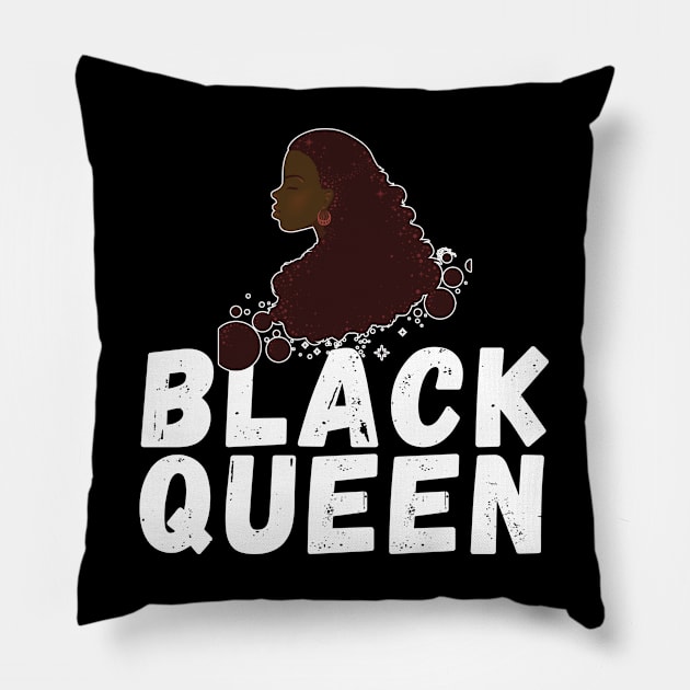 Black Queen Brown Afro Hair African American Woman Pillow by ExprezzDesigns