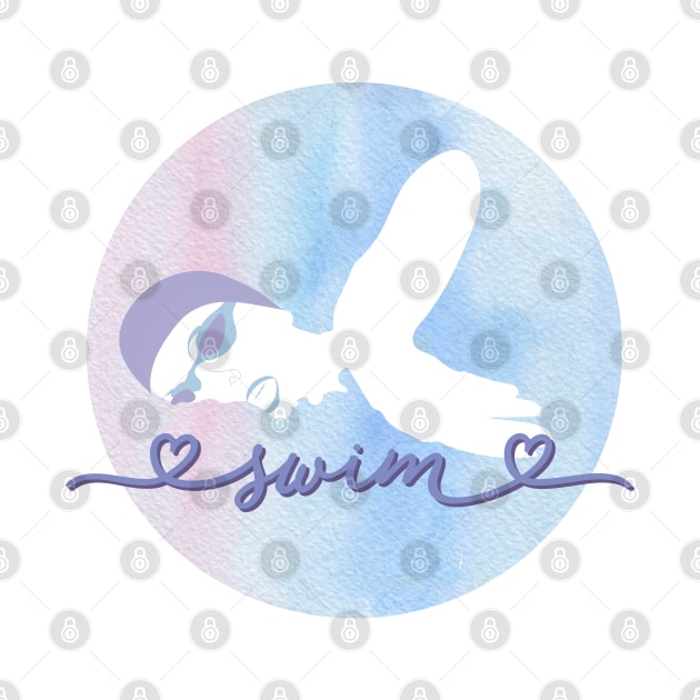 I Love Swimming Watercolor Pastel Pink, Purple and Blue Aesthetic by YourGoods