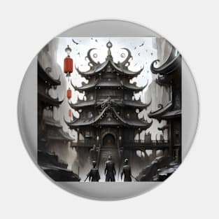 Ancient Chinese dark pagoda Pin