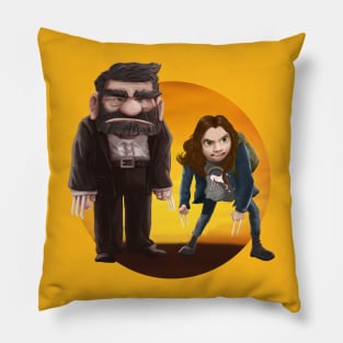 Old X-Man and Little Mutant Girl Pillow