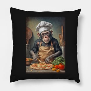Chimpanzee Pizza Chef Card Pillow