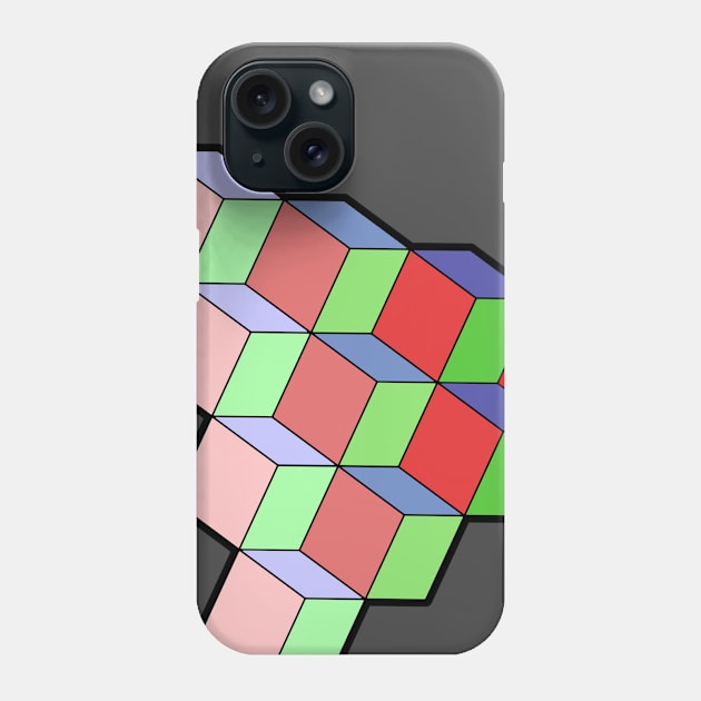 Red Green and Blue Shades Tessellation Phone Case by Zeroeroroo