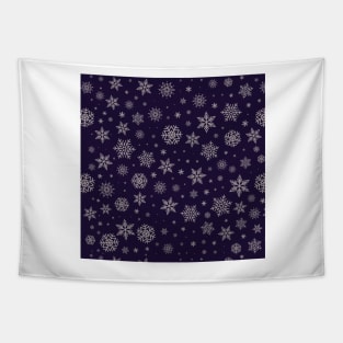 Dark Background Winter Snowflakes Pattern Tapestry