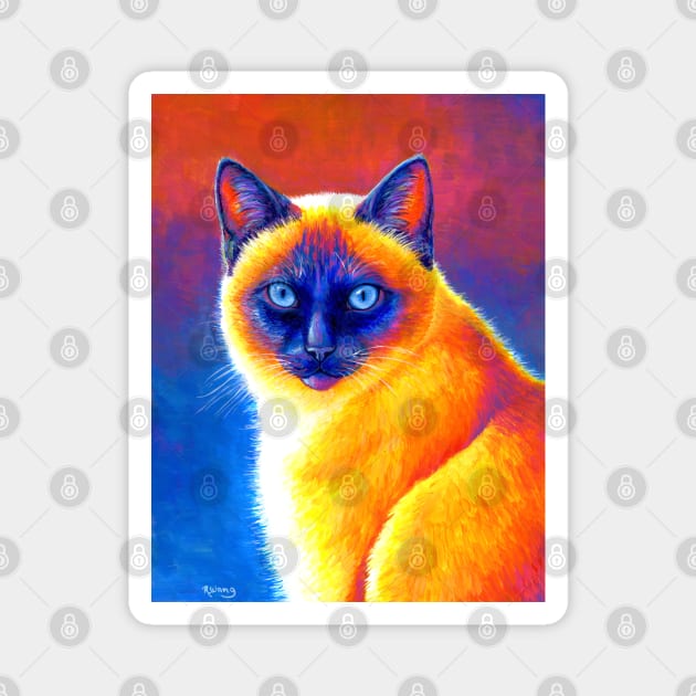 Jewel of the Orient Colorful Siamese Cat Magnet by rebeccawangart
