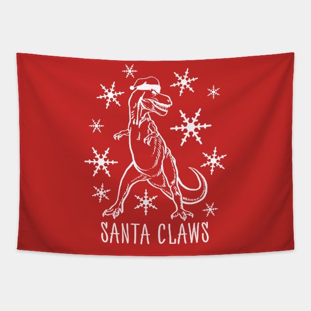 Santa Claws Shirt Funny Dino Christmas Tshirt TRex Holiday Gift Christmas Party Tee Tapestry by NickDezArts