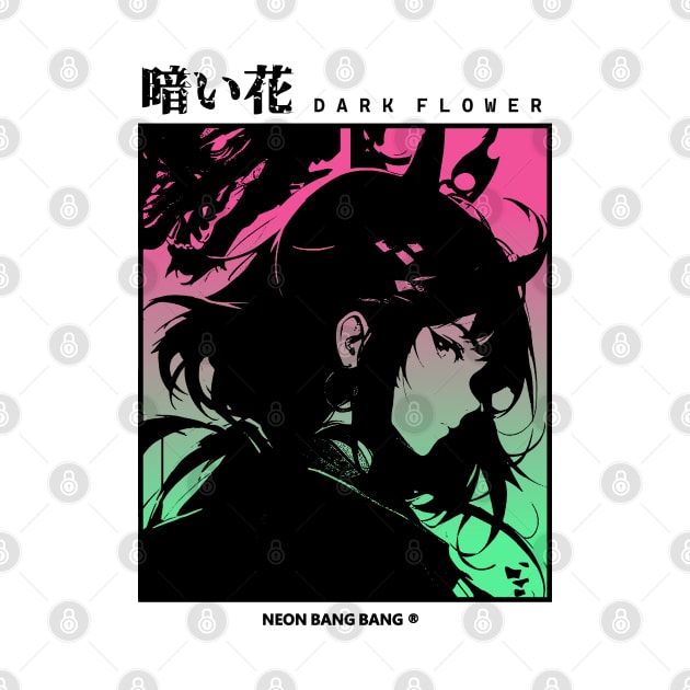 "Dark Flower" Cyberpunk Aesthetic Vaporwave Anime Manga Girl Japanese Streetwear by Neon Bang Bang