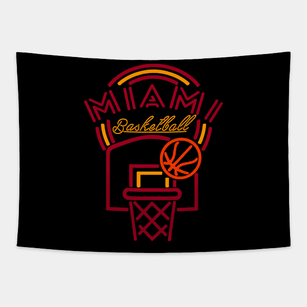 Neon Miami Basketball Tapestry by MulletHappens