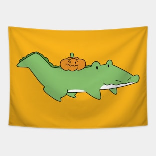 Halloween Pumpkin Alligator Tapestry