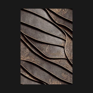 Dark Brown Ornamental Leather Stripes, natural and ecological leather print #41 T-Shirt