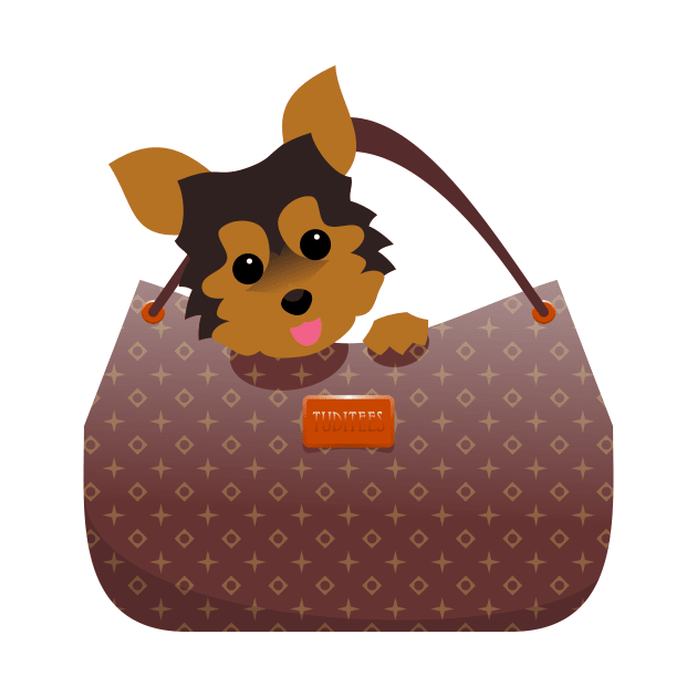 Yorkie in a purse by tuditees