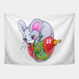 Mouse on Christmas toy Tapestry