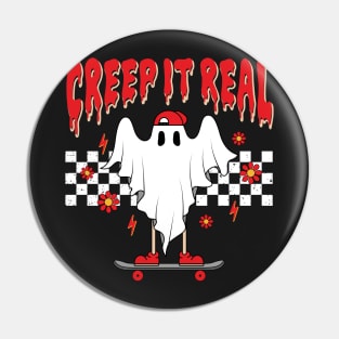 Retro Halloween Creep It Real Graphic Pin