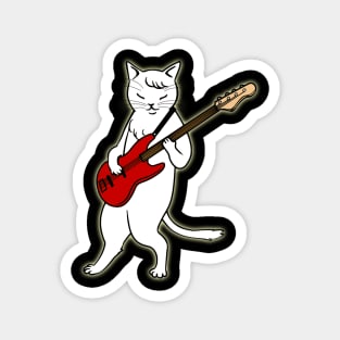 Funny Cat Playing Bass Guitar Magnet