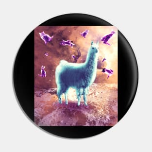 Outer Space Galaxy Cat With Llama Pin