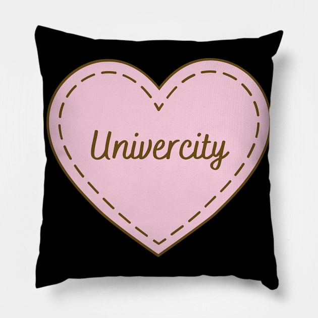 I Love Univercity Simple Heart Design Pillow by Word Minimalism