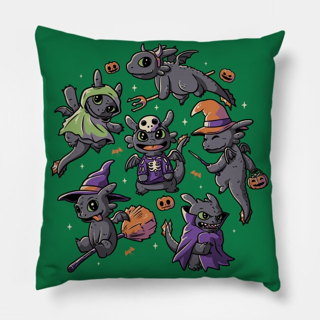 Halloween Dragons Cute Spooky Night Furys Pillow by eduely